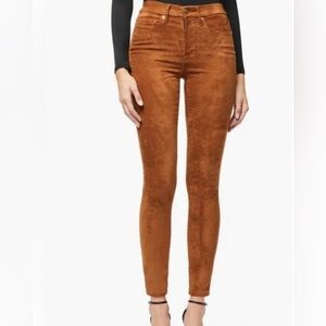 Good American Rust Brown Suede Skinny Pants